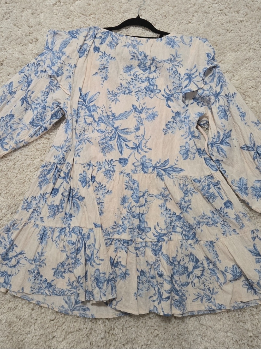 Free People White Mini Dress with Blue Floral Print - Picture 6 of 9